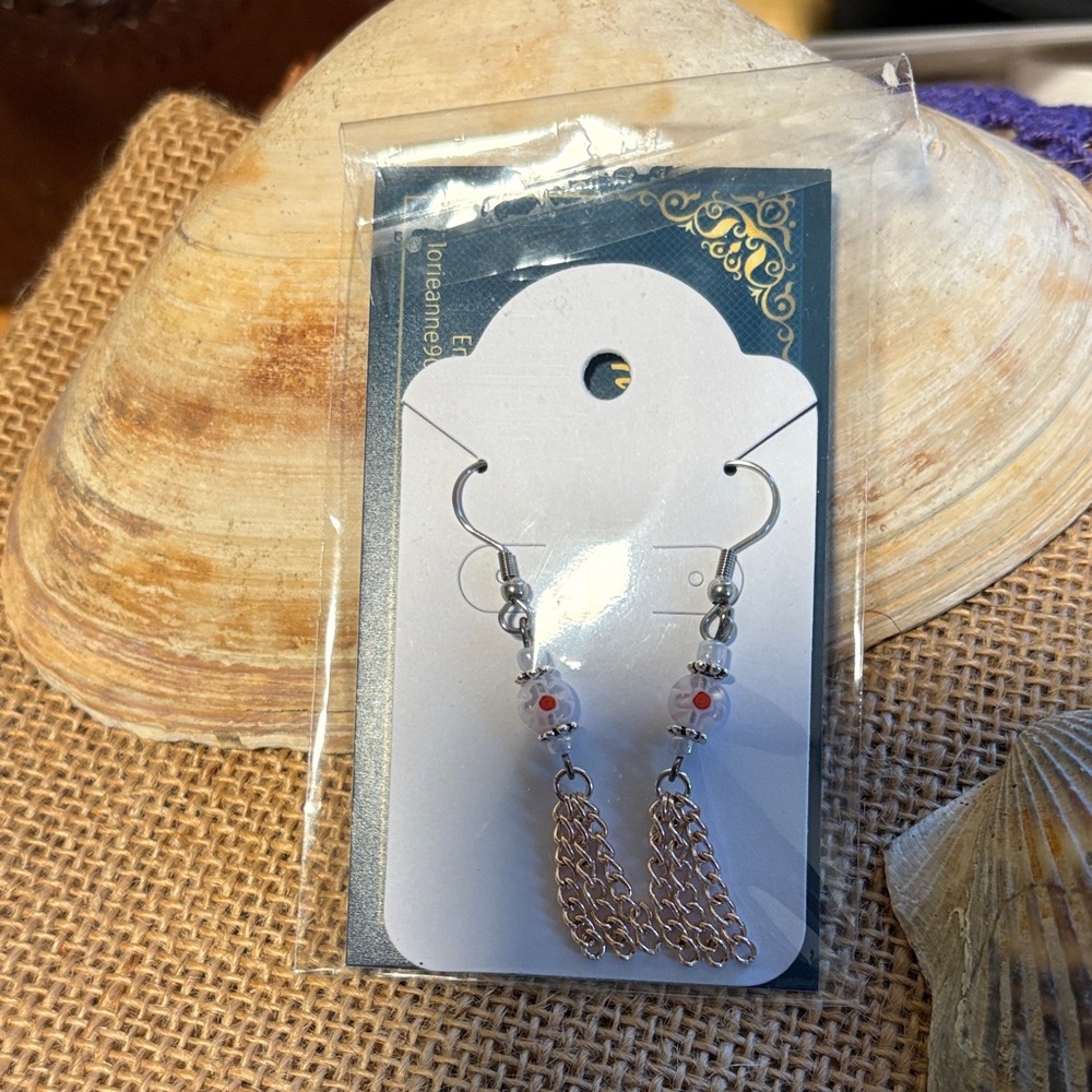Elegant Silver and Red Dangle Earrings